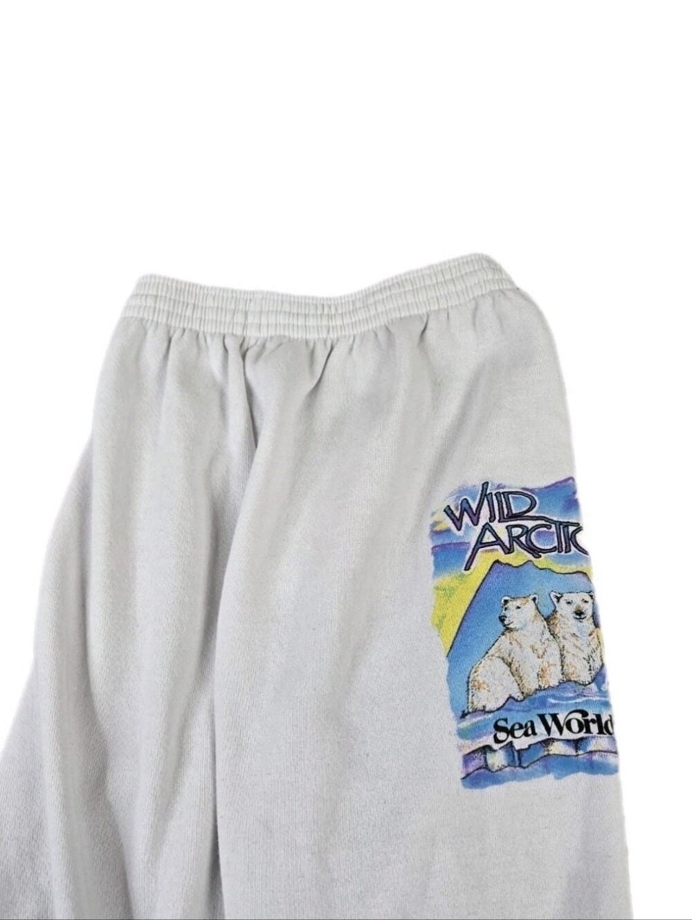 Vintage SeaWorld Wild Arctic Joggers White Sweatpants Tultex Teen Youth 14/16